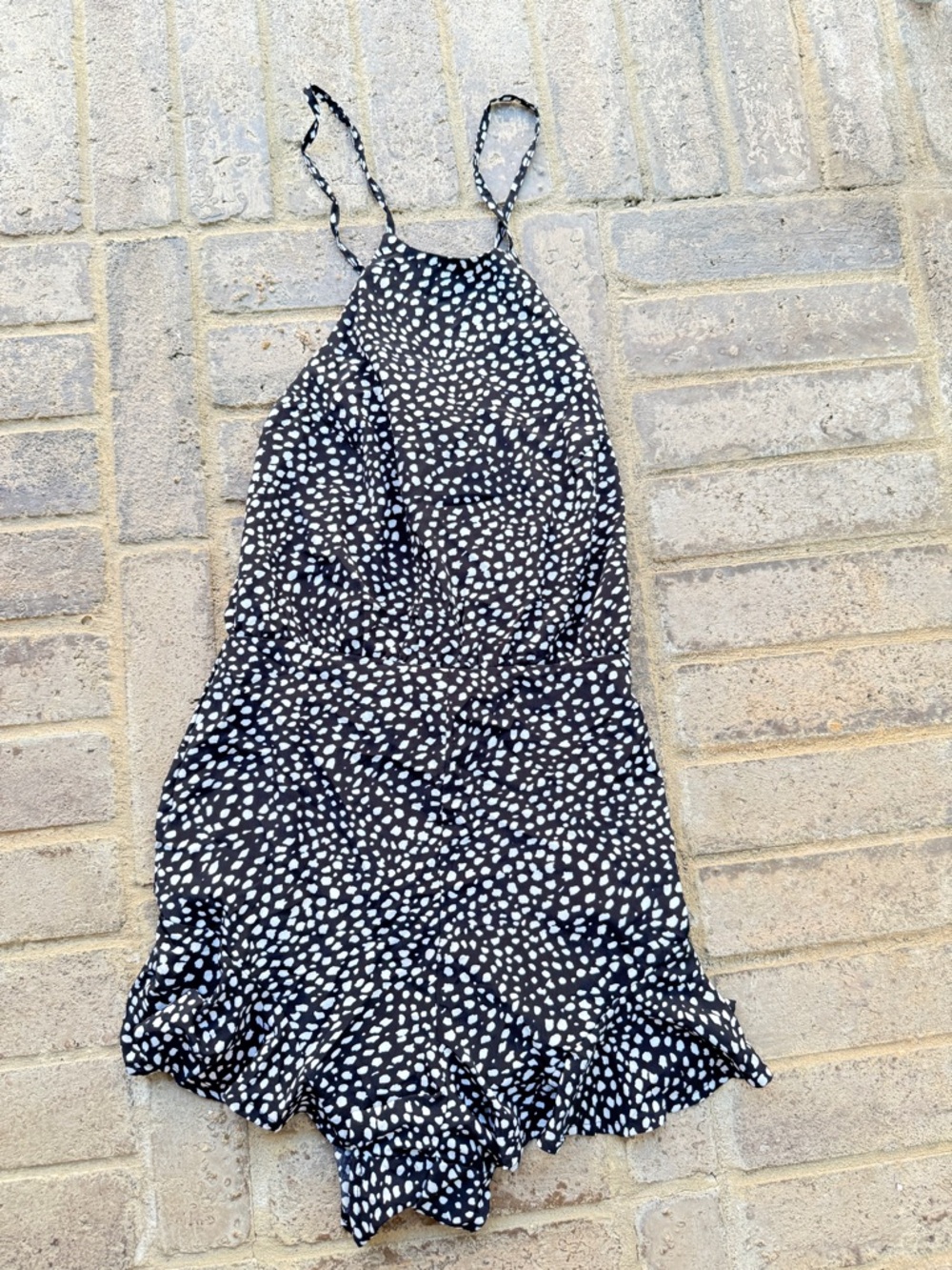 She + Sky Black and White Polka Dot Romper